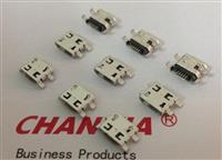 micro-USB母座B型TypeB倒梯形接口5pin沉板四挂钩插板卧式SMD魅蓝